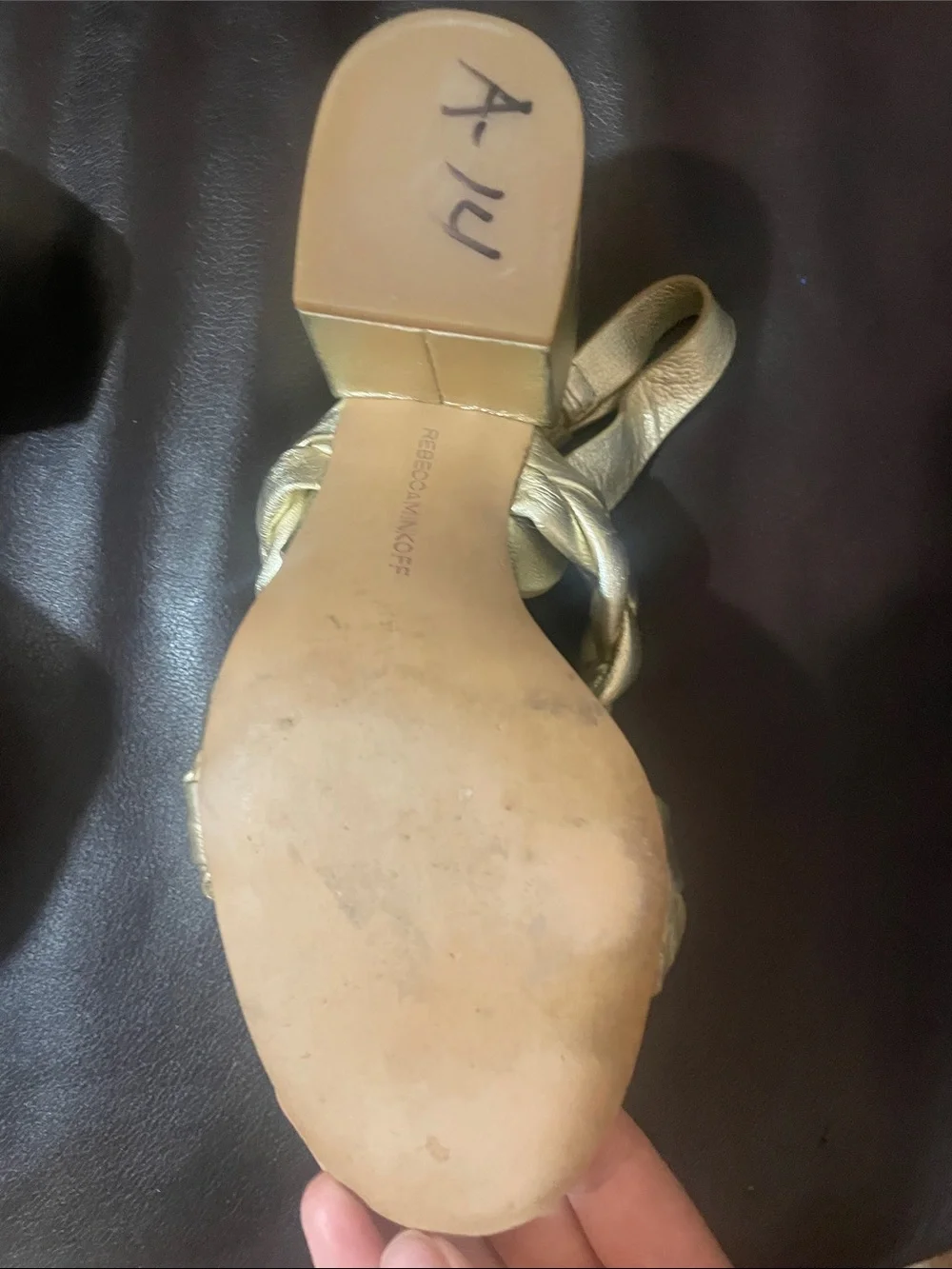 Rebecca Minkoff Metallic Gold Braided Slingback Sandals